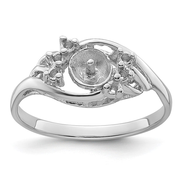 14k White Gold 6mm Pearl & Diamond Ring Mounting (Y4362)