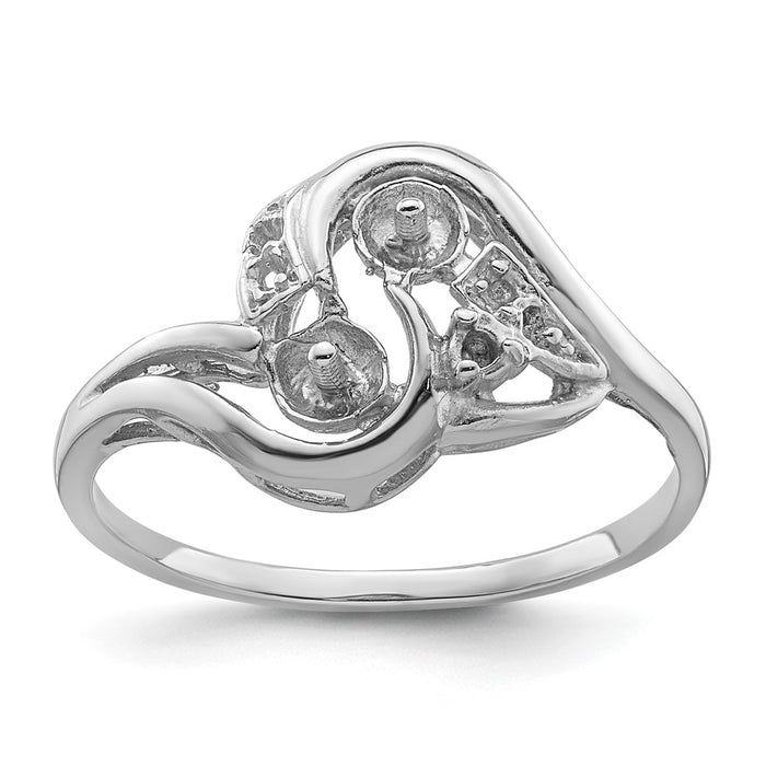 14k White Gold 4mm Pearl & Diamond Ring Mounting (Y4376)