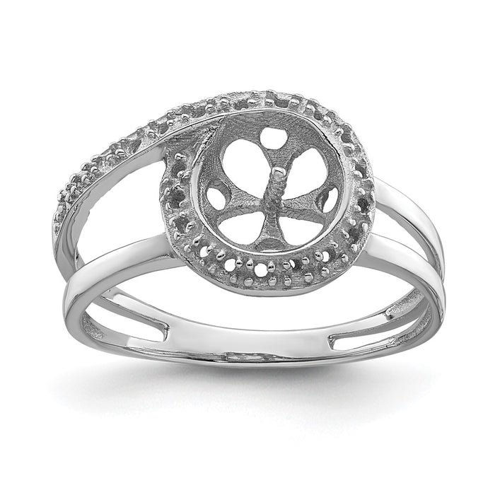 14k White Gold 7.5mm Pearl & Diamond Ring Mounting (Y4380)