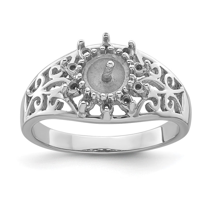 14k White Gold 6mm Pearl & Diamond Ring Mounting (Y4385)