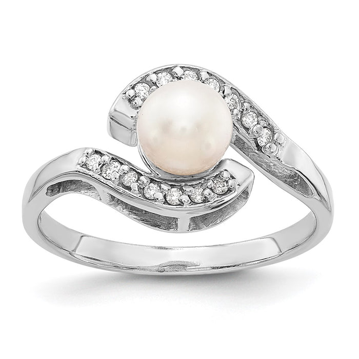 14k White Gold 5.5mm Pearl & Diamond Ring Mounting (Y4387)