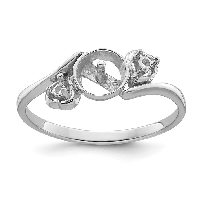 14k White Gold 7mm Pearl & Diamond Ring Mounting (Y4393)