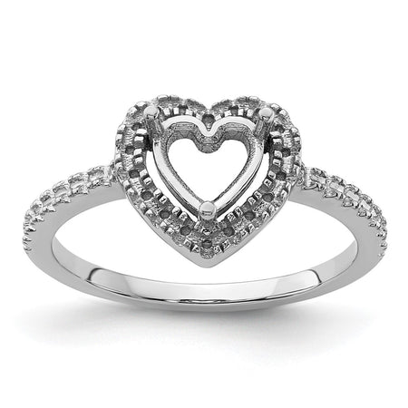 14k White Gold Diamond and 6mm Heart Gemstone Ring Mounting (Y4438)