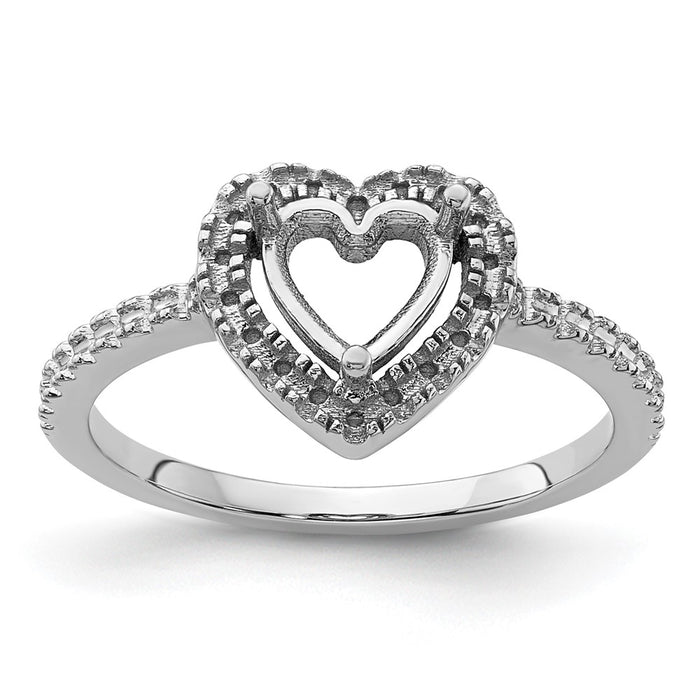14k White Gold Diamond and 6mm Heart Gemstone Ring Mounting (Y4438)