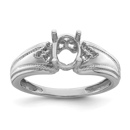 14k White Gold 7x5mm Oval Gemstone / .08ct. Diamond Ring Mounting (Y4450)