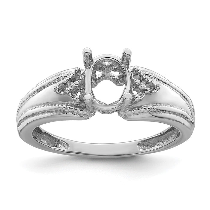 14k White Gold 7x5mm Oval Gemstone / .08ct. Diamond Ring Mounting (Y4450)