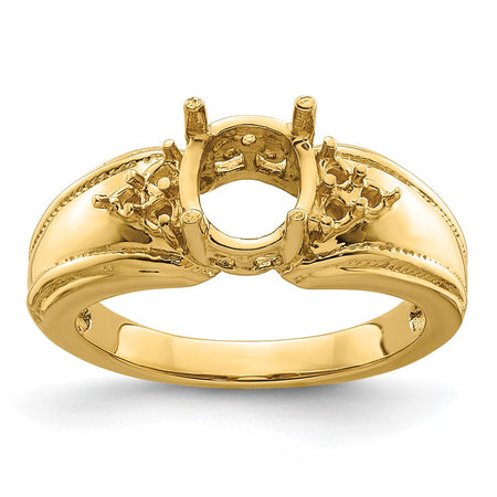 14k 8x6mm Oval Gemstone & .10ct. Diamond Ring Mounting (Y4452)