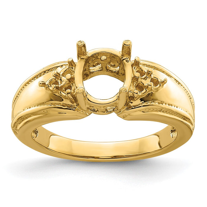 14k 8x6mm Oval Gemstone & .10ct. Diamond Ring Mounting (Y4452)