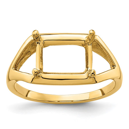 14k 9x7mm Emerald-cut East-West Gemstone Ring Mounting (Y4538)