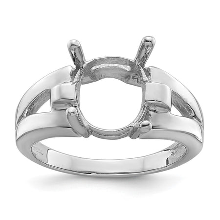 14k White Gold 11x9mm Oval Gemstone Ring Mounting (Y4547)