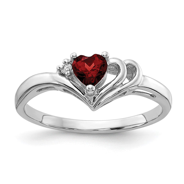 14k White Gold Diamond/4mm Heart Gemstone Ring Mounting (Y4587)