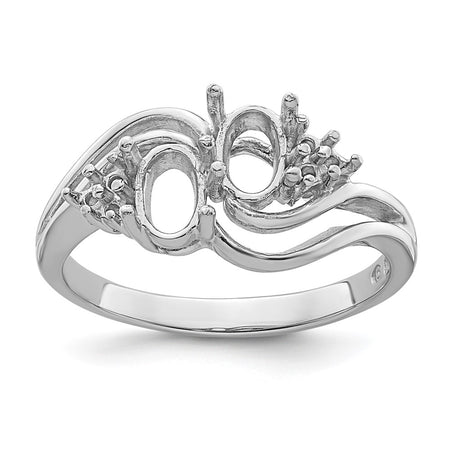 14k White Gold Diamond / Two 6x4 Oval Gemstone Ring Mounting (Y4618)