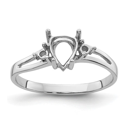 14k White Gold Diamond and 7x5 Pear Gemstone Ring Mounting (Y4626)