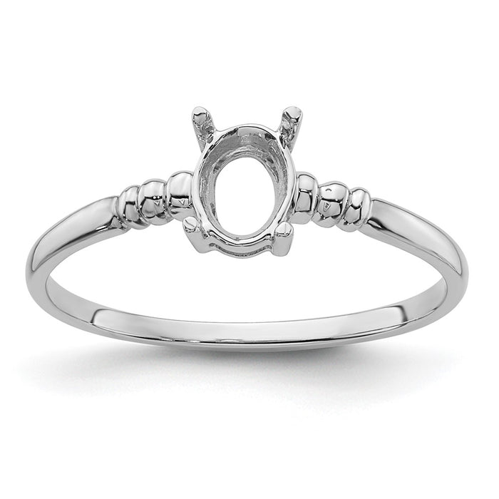 14k White Gold 6x4mm Oval Gemstone Ring Mounting (Y4667)