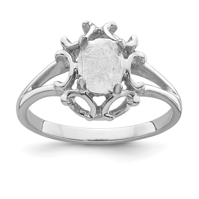 14k White Gold 7x5mm Oval Gemstone Ring Mounting (Y4688)
