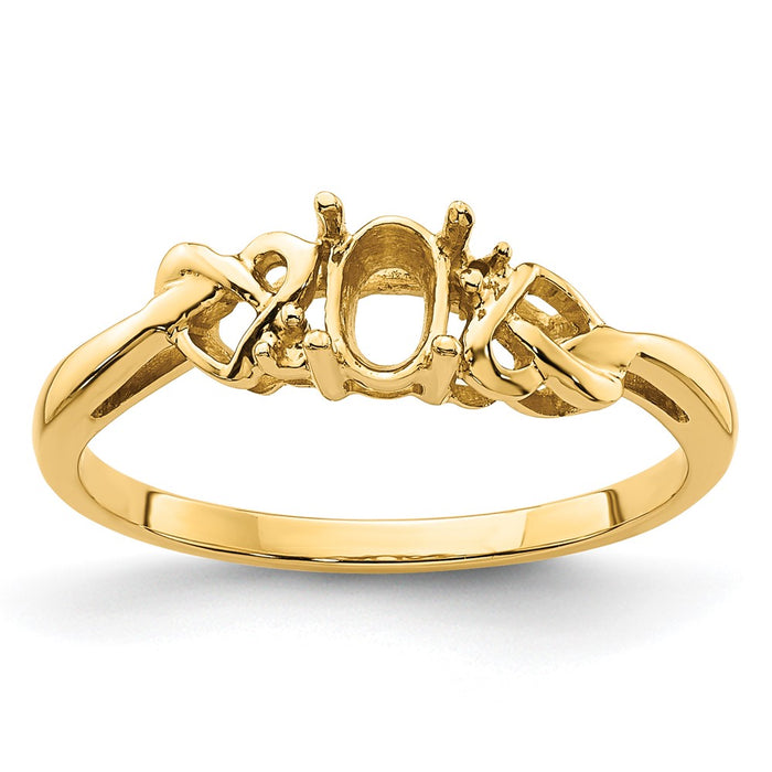 14k Diamond / 6x4mm Oval Gemstone Ring Mounting (Y4690)