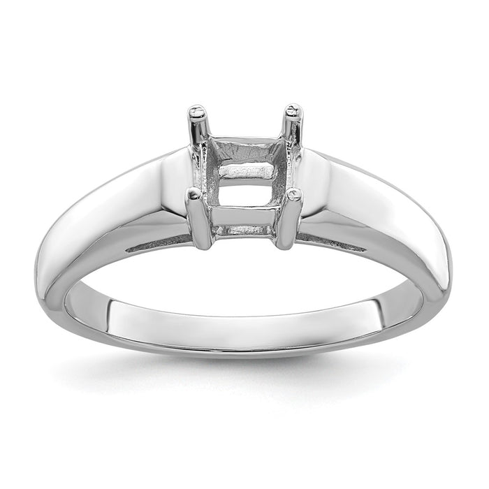 14k White Gold 4mm Princess Gemstone Ring Mounting (Y4780)