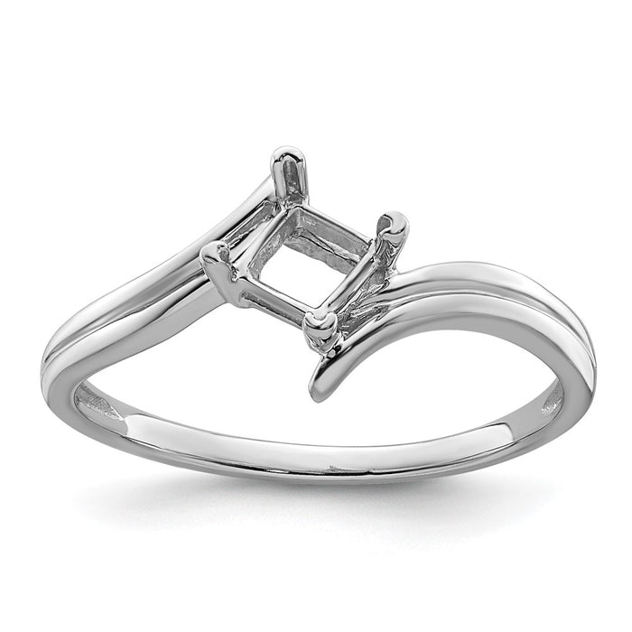14k White Gold 4mm Princess Gemstone Ring Mounting (Y4782)