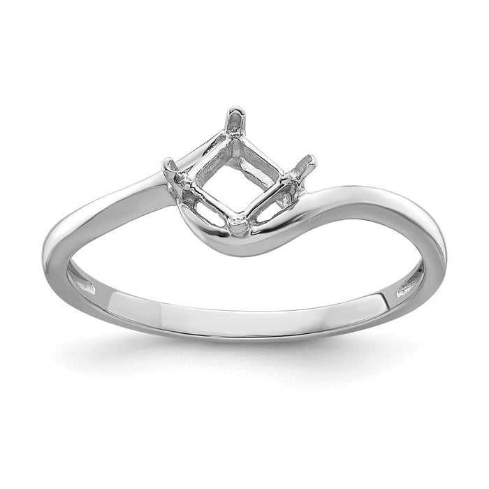 14k White Gold 4mm Princess Gemstone Ring Mounting (Y4785)