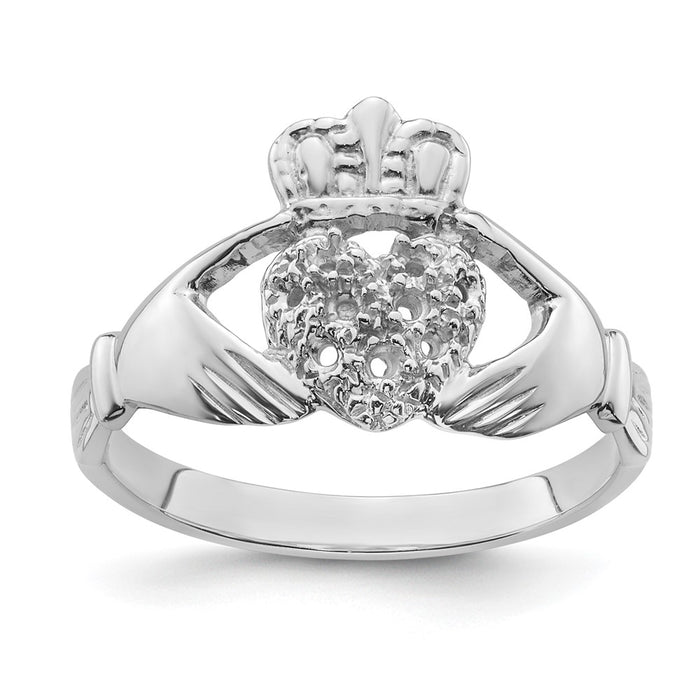 14k White Gold Claddagh Ring Mounting (Y6308)