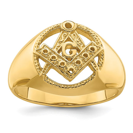 14k Men's Polished and Textured Masonic Ring Mounting (Y7232)